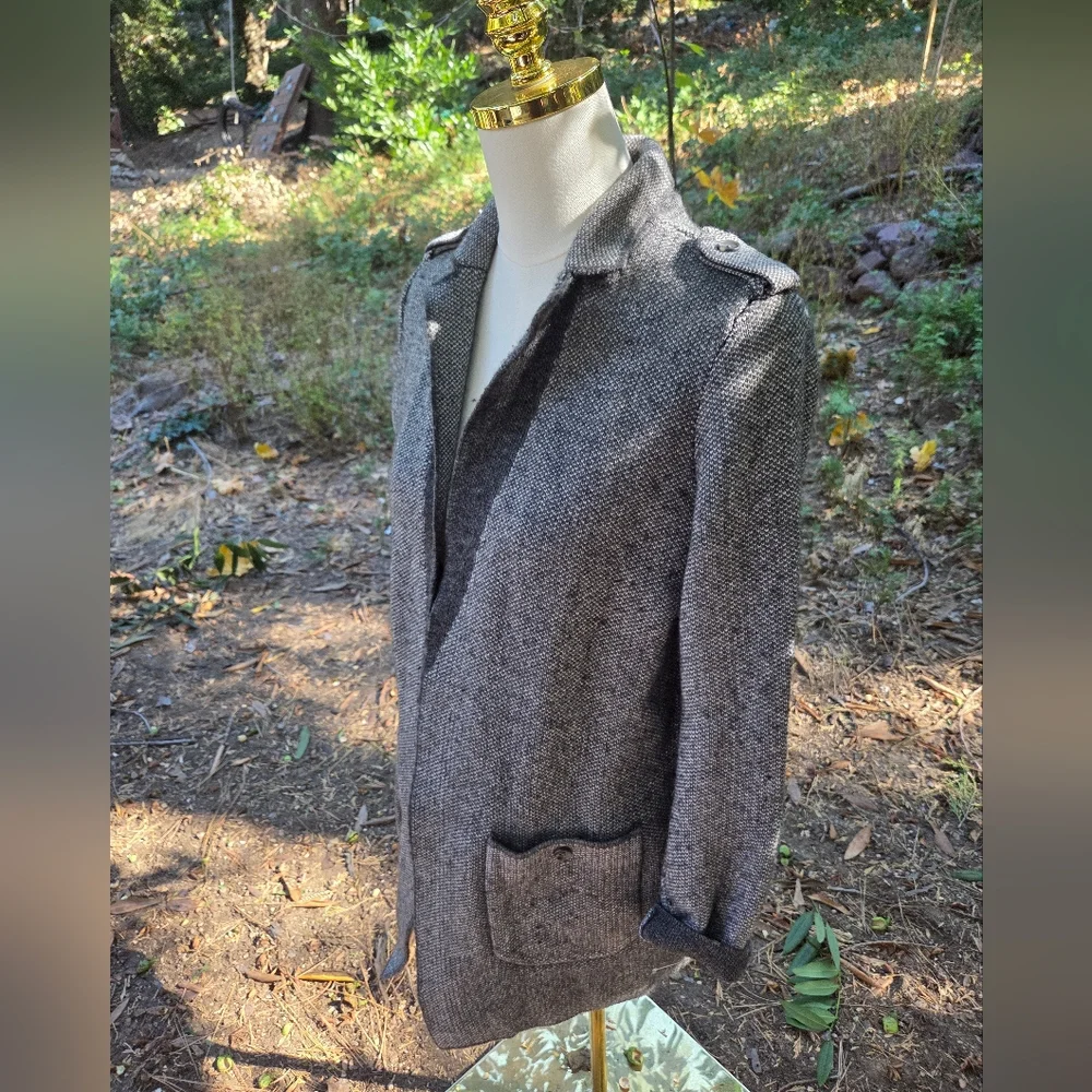Talbots Wool Blend Womens Charcoal Knit‎ Sweater Cardigan